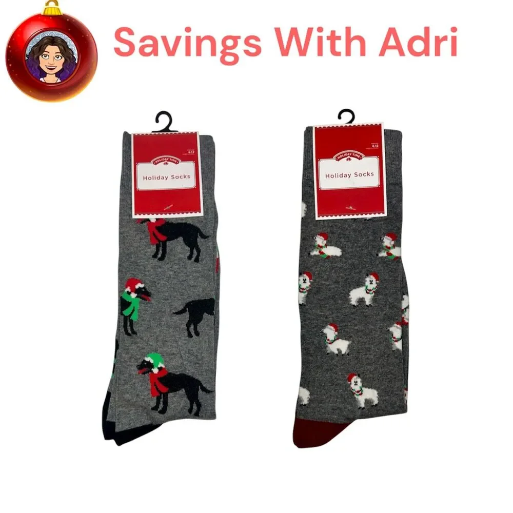 2x Holiday Time Men's Holiday Socks Size 6-12